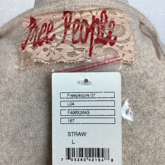 FREE PEOPLE Embellished Cardigan Sweater Oatmeal NWT Art to Wear - Picture 9 of 10